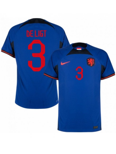 Nederländerna Matthijs de Ligt #3 Replika Borta Kläder VM 2022 Kortärmad